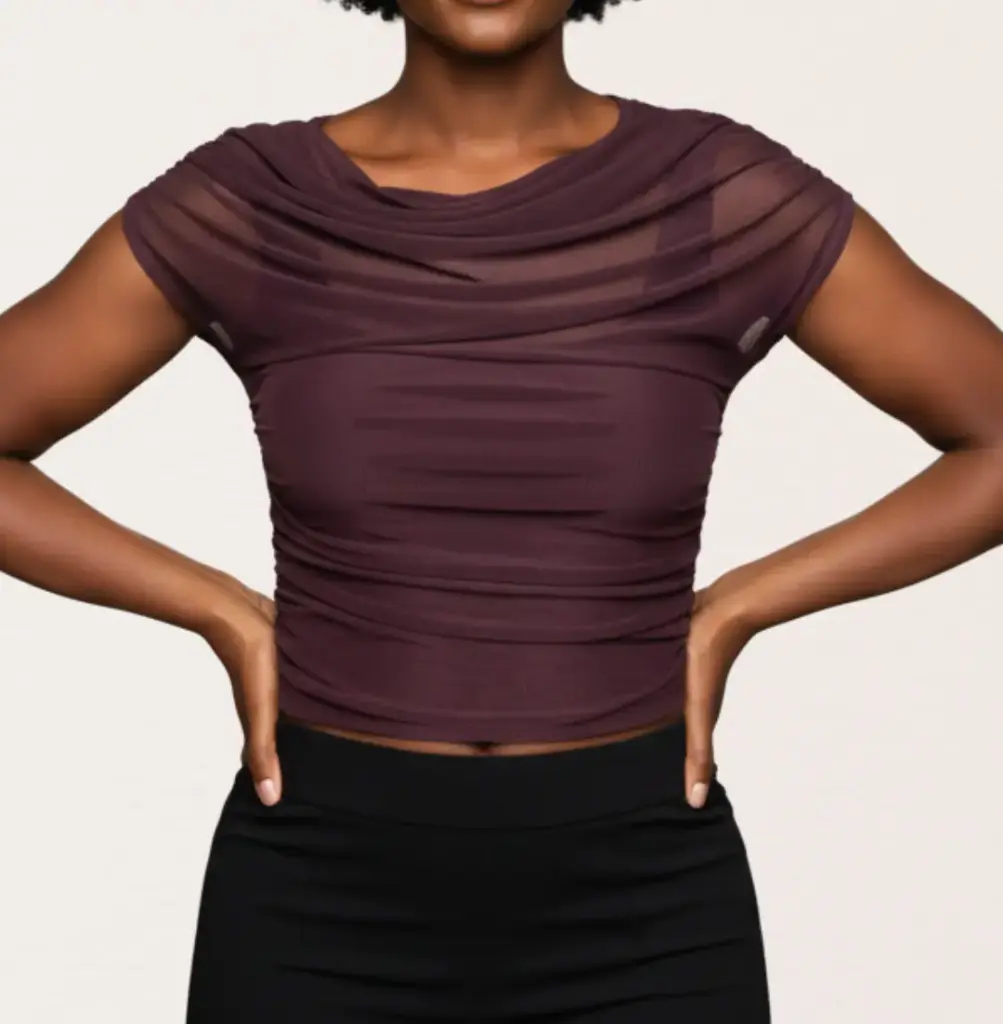 Haut résille bordeaux (XS)